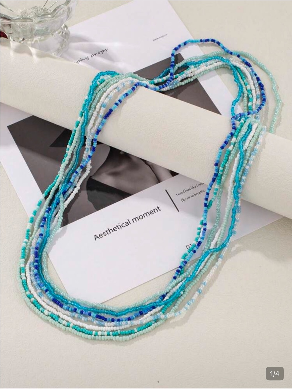 7 piece ocean blue beaded waist beads